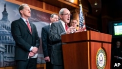 Sen. Jim Risch, R-Idaho, ranking member of the Senate Foreign Relations Committee, speaks during a news conference with fellow Republican lawmakers about Ukraine, on Capitol Hill, March 2, 2022, in Washington.