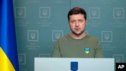 In this image taken from video provided by the Ukrainian Presidential Press Office, Ukrainian President Volodymyr Zelenskyy speaks to the nation in Kyiv, Ukraine, March 3, 2022.