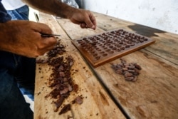 Dry cocoa beans are tested at the Sagarama farm in Coaraci, Bahia state, Brazil, Dec. 12, 2019.