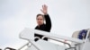 FILE - Secretary of State Antony Blinken waves as he boards a plane to depart, March 3, 2022 at Andrews Air Force Base, Maryland. Blinken begins his trip this week in Paris, where he will meet with President Emmanuel Macron. 