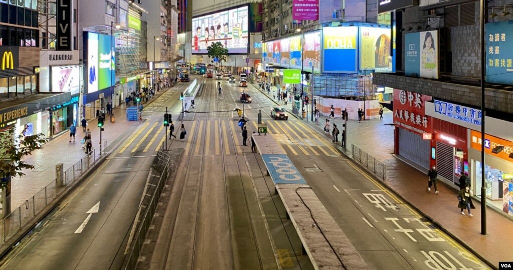铜锣湾购物区的街道人流车流稀疏，有如死城 (美国之音/汤惠芸)(photo:VOA)