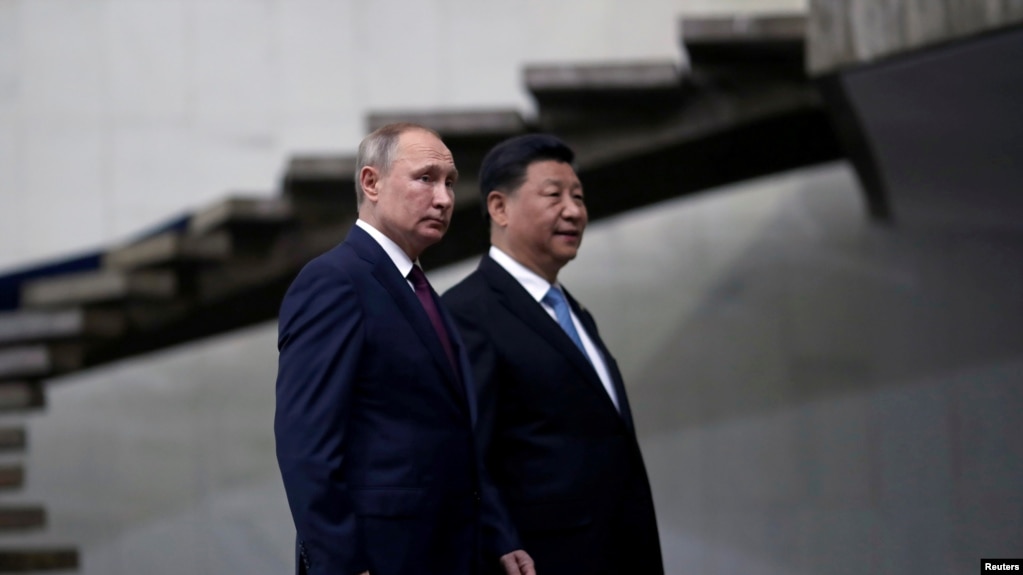 俄罗斯总统普京与中国国家主席习近平(资料照片)(photo:VOA)