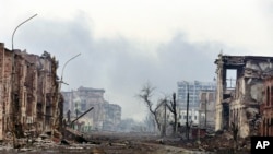 FILE - Desolated Grozny is seen after more than 22 weeks of shelling and bombardment by the Russian artillery and aviation, Feb. 4, 2000.