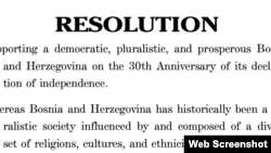 Senat resolution Bosnia and Herzegovina