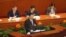 習近平在人大閉幕式上發表講話 （美國之音東方拍攝）