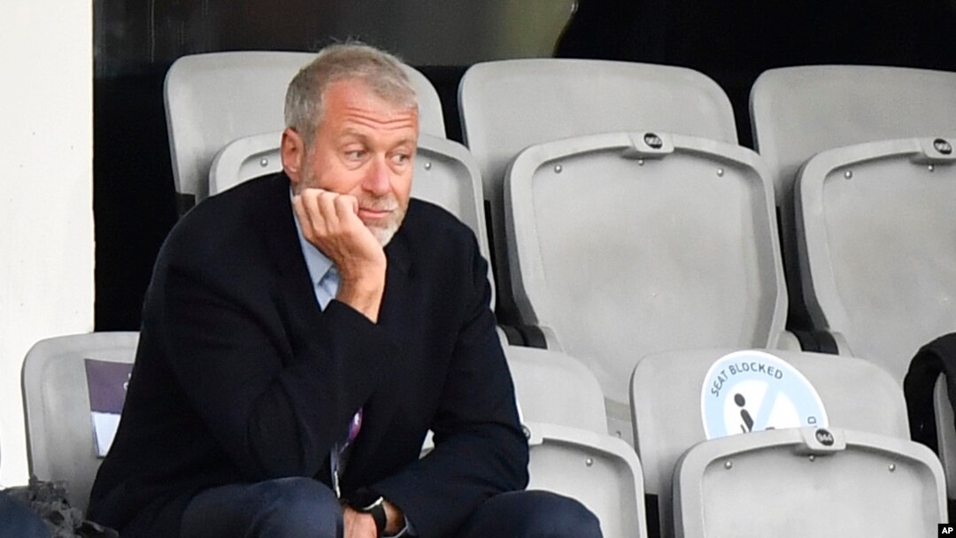 FILE - Then-Chelsea soccer club owner Roman Abramovich attends a soccer match in Gothenburg, Sweden, May 16, 2021.