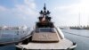 A view of the yacht Lady M, owned by Russian oligarch Alexei Mordashov, docked at Imperia's harbor, Italy, March 5, 2022. 