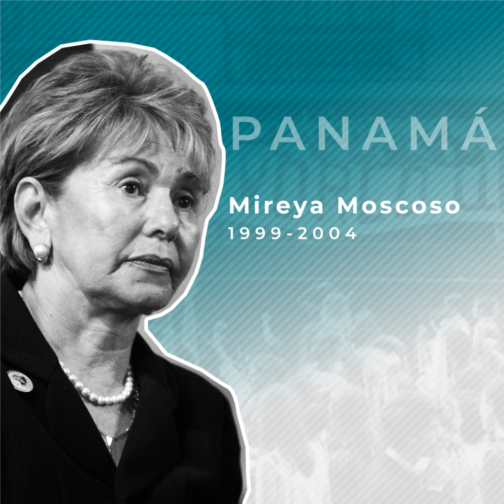 Primera mujer presidenta de Panamá. Ganó las elecciones contra Martín Torrijos, hijo del exdictador panameño Omar Torrijos. Participó en la creación del partido Arnulfista (ahora partido Panameñista), con el que subió al poder. Durante su gobierno, Panamá entregó el Canal a Estados Unidos.