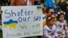 Members and supporters of the Ukrainian community gather to rally in support of Ukraine in Miami, Florida, on March 5, 2022.