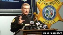 Richland County Sheriff Leon Lott speaks at a press conference in Columbia, S.C., Oct. 27, 2015. Lott suspended Ben Fields, a senior deputy with the department, without pay after a video showed Fields using force to remove a student from a classroom.