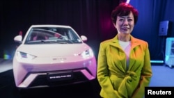 BYD Executive Vice President and CEO BYD Americas Stella Li poses for a portrait during an event as the Chinese electric-vehicle producer announces the launch of the low-cost EV Dolphin Mini in Mexico City, Mexico, Feb. 28, 2024.