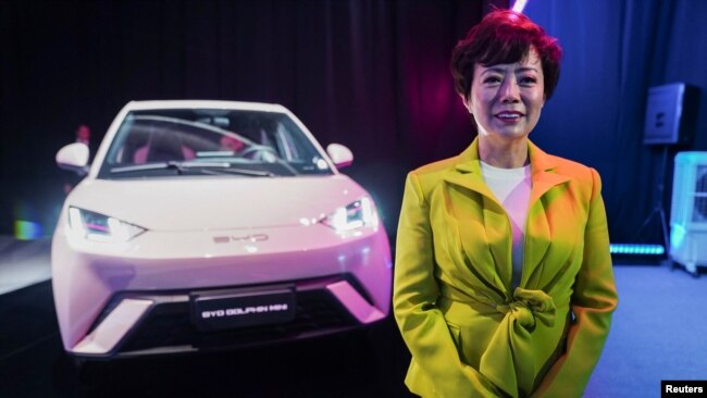 BYD Executive Vice President and CEO BYD Americas Stella Li poses for a portrait during an event as the Chinese electric-vehicle producer announces the launch of the low-cost EV Dolphin Mini in Mexico City, Mexico, Feb. 28, 2024.