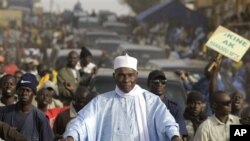 Senegalese President Abdoulaye Wade on campaign tour in Dakar Feb. 22, 2012.