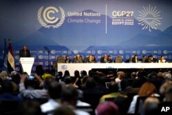 آب و ہوا کے مسئلے پر مصرمیں ہونے والی سربراہ کانفرنس کا ایک منظر۔ 6 نومبر 2022