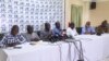 Des membres de la coordination des associations de presse du Sénégal (CAP) lors de leur conférence de presse, à Dakar, le 7 novembre 2022.