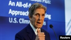 John Kerry, U.S. Special Envoy for Climate speaks as he attends the opening of the American Pavilion in the COP27 climate summit in Egypt's Red Sea resort of Sharm el-Sheikh, Egypt November 8, 2022. 