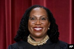 FILE - Associate Justice Ketanji Brown Jackson, at the Supreme Court building in Washington, Oct. 7, 2022.