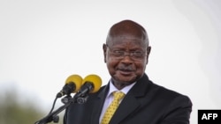 FILE: Uganda President Yoweri Museveni attends an event at the Kolo Ceremonial Grounds in the capital, Kampala. Taken May 12, 2021. Museveni is being called upon to reject Parliament's anti-LGTBQ law. 