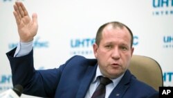 Igor Kalyapin, head of Russia's Committee Against Torture, speaks during a press conference in Moscow, Russia, July 28, 2015.