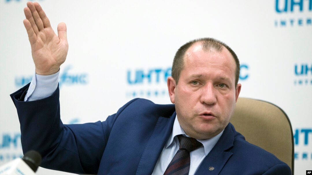 Igor Kalyapin, pemimpin 'Committee Against Torture', Rusia dalam sebuah konferensi pers di Moskow, Rusia, 28 Juli 2015.
