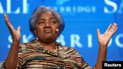 FILE - Donna Brazile, former chair of the Democratic National Committee and political strategist, speaks at a conference in Las Vegas, Nevada, May 18, 2017.