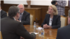 Sastanak američke zvaničnice Karin Donfrid sa predsednikom Srbije Aleksandrom Vučićem u Beogradu 26. aprila 2022. godine, na sastanku je bio i ambasador SAD Kristofer Hil