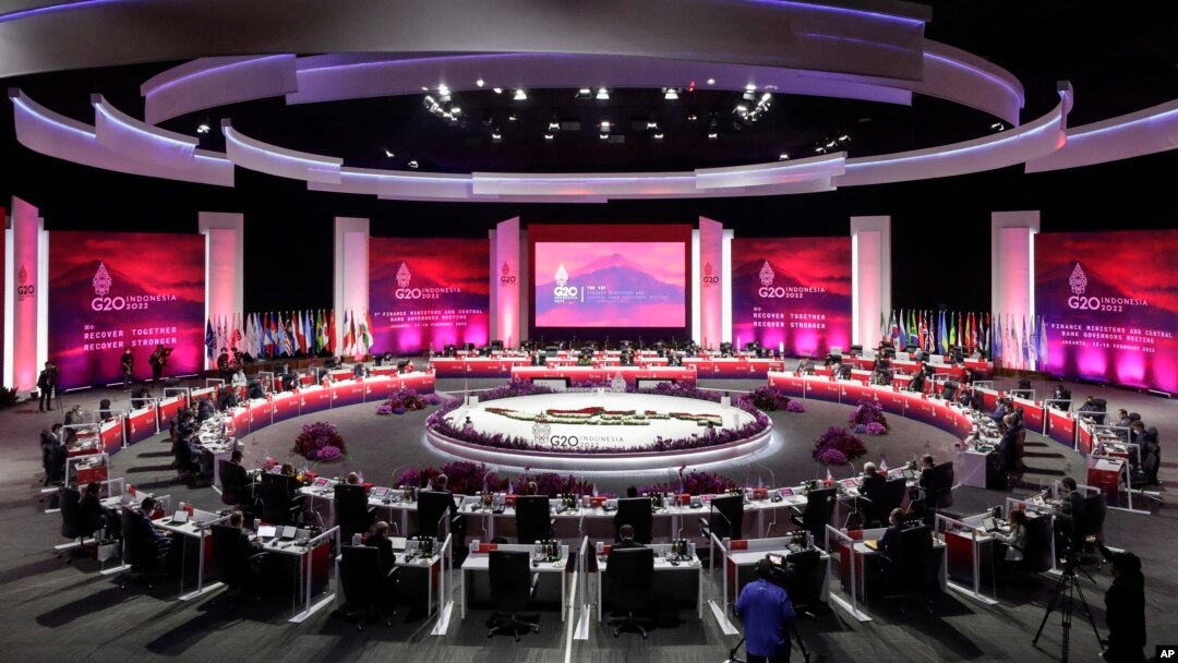 Pertemuan Menteri Keuangan dan Gubernur Bank Sentral G20 di Jakarta, 17 Februari 2022. Pemerintah akan menggelar Indonesia Sustainability Forum pada September yang akan dihadiri ratusan pemangku kebijakan, pakar, investor dan para pemimpin dunia. (Foto: Ilustrasi via AP)