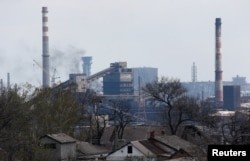 Nhà máy thép Azovstal ở thành phố cảng phía nam Mariupol, Ukraine ngày 22 tháng 4 năm 2022.