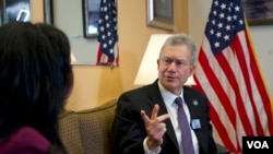 U.S. Ambassador to Uzbekistan Daniel Rosenblum in an exclusive interview with Voice of America's Navbahor Imamova, in Tashkent, Uzbekistan, March 25, 2022. (VOA)