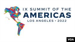 ARCHIVO - Logo de la próxima Cumbre de las Américas en la ciudad de Los Ángeles, California, EEUU.