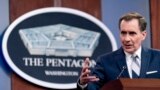 Речник Пентагону Джон Кірбі виступає під час брифінгу в Пентагоні у Вашингтоні, вівторок, 19 квітня 2022 року. (AP Photo/Andrew Harnik)