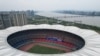 This aerial photo taken on April 1, 2022, shows the Hangzhou Olympic Sports Centre Stadium, main stadium of the 19th Asian Games, in Hangzhou in China's eastern Zhejiang province.