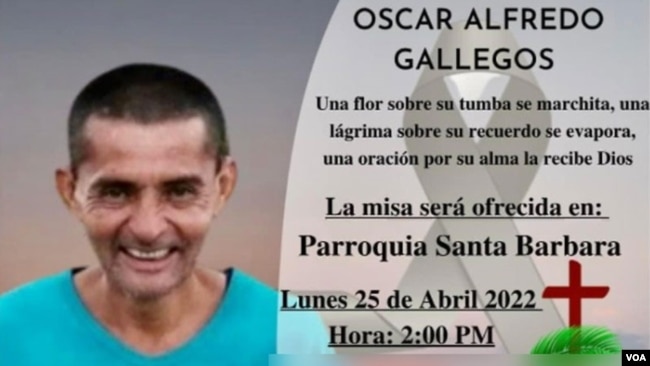 Familia de Oscar publicó en redes sociales esquela luego de su muerte en manos de las autoridades salvadoreñas (Foto cortesía).