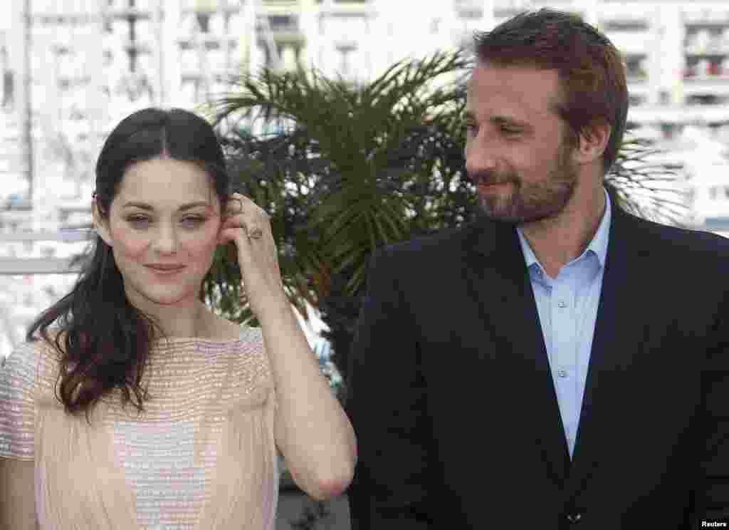 Cotillard y Schoenaerts, con mucho mejor aspecto en Cannes que en la dura vida que llevan en el filme.