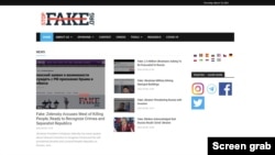 Una porción de la página de inicio de la web StopFake con sede en Kiev.