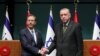 Cumhurbaşkanı Recep Tayyip Erdoğan ve İsrail Cumhurbaşkanı Isaac Herzog'un Ankara'daki ortak basın toplantısı. 9 Mart 2022. 