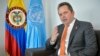 El representante especial y jefe de la misión de verificación de las Naciones Unidas en Colombia, Carlos Ruiz Massieu, habla durante una entrevista con AFP en Bogotá, el 25 de noviembre de 2019.