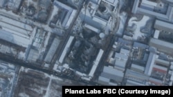 2022年12月27日，卫星图片显示在沈阳市殡仪馆外排长龙的车辆（来源：Planet Labs PBC)