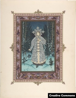 Snegurochka (The Snow Maiden) in the forest.