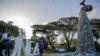 A giant art sculpture showing a tap outpouring plastic bottles at the UN Environment Assembly (UNEA) where delegates met to address the growing problem of plastic waste.