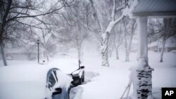 A winter storm rolls through Western New York Saturday, Dec. 24, 2022, in Amherst N.Y. 