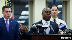 Buffalo Mayor Byron Brown speaks to media Nov. 28, 2022, after Payton Gendron appeared in court to plead guilty to charges of killing 10 people in a supermarket shooting in a Black neighborhood of Buffalo, New York, in May 2022.