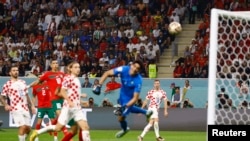 Croatia's Mislav Orsic scores their second goal in the third place playoffs against Morocco at the 2022 FIFA World Cup