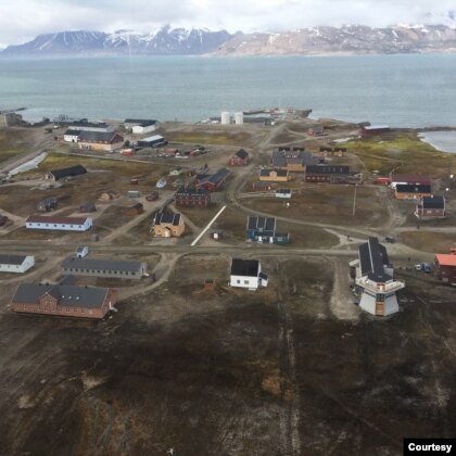 The scientific community of Ny-Alesund in Norway's Svalbard archipelago is seen in this photo taken by Royal Holloway University of London Professor Klaus Dodds in 2018. 