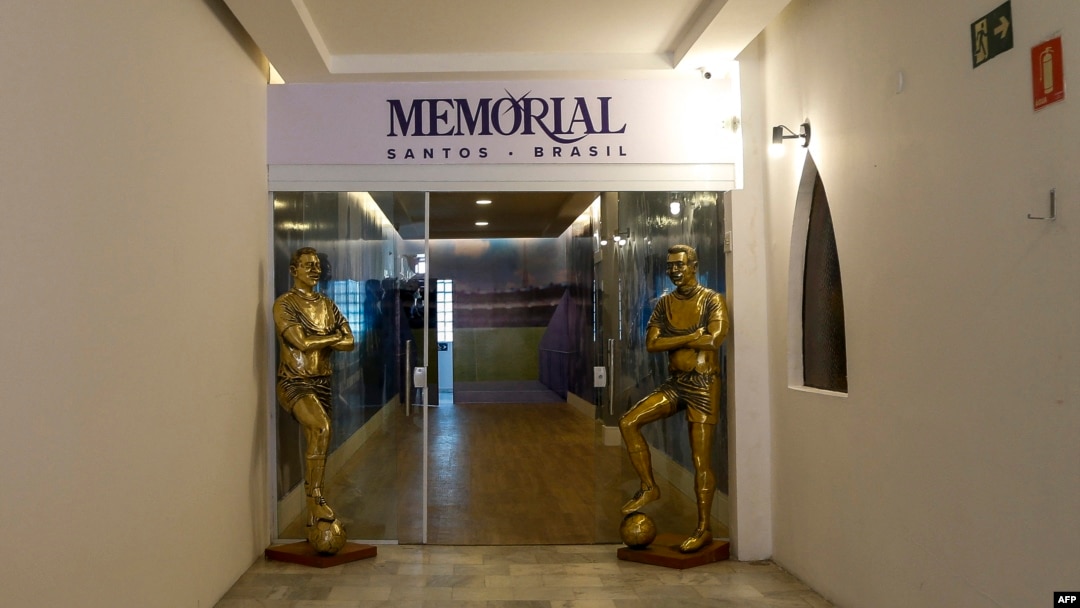 The entrance to the mausoleum where the coffin of the late Brazilian football star Pele will rest, at Memorial Ecumenical Cemetery in Santos, Brazil, Jan. 3, 2023. 