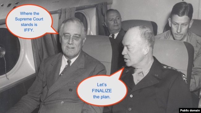 Franklin D. Roosevelt (left) and Dwight Eisenhower