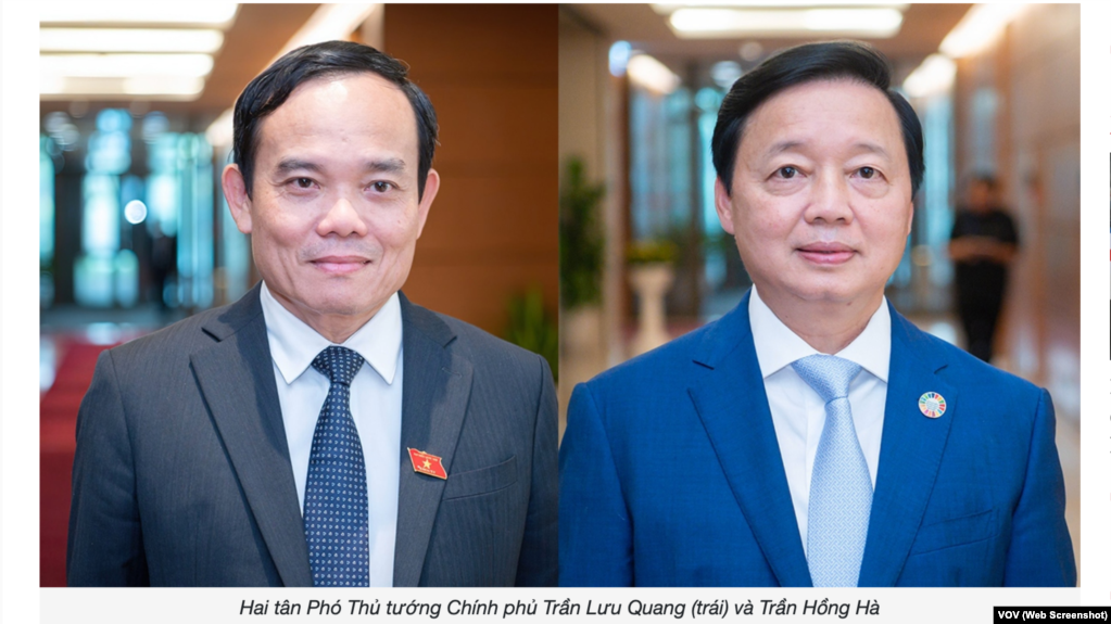 Hai tân phó thủ tướng Việt Nam: Ông Trần Lưu Quang (trái) và Trần Hồng Hà.