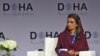 FILE - Pakistan’s then-former Foreign Minister Hina Rabbani Khar takes part in a panel discussion during the Doha Forum, in Qatar's capital, March 27, 2022. Khar currently serves as Pakistan's minister of state for foreign affairs, a position distinct from her previous.