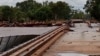 A bridge damaged by heavy flooding, in Fitzroy Crossing, Australia, Jan. 7, 2023. (Joe Ross via Reuters)