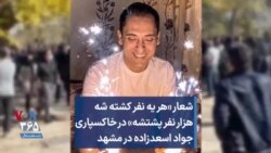 شعار «هر یه نفر کشته شه هزار نفر پشتشه» در خاکسپاری جواد اسعدزاده در مشهد 